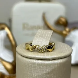 Anel  Coração liso e Coração Cravejado