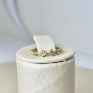 Anel Laço Cravejado Banhado a Ouro