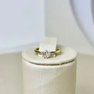 Anel Solitário Boleado Banhado a Ouro