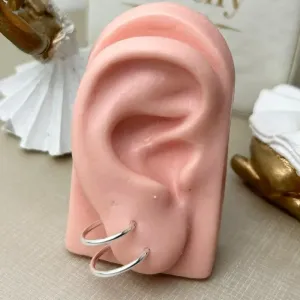 Argola Dupla Lisa Banhada a Prata