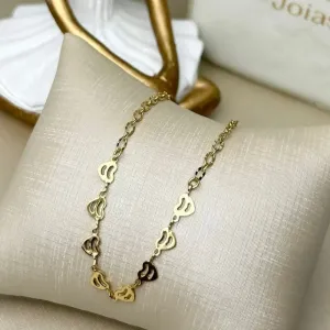 Pulseira Coração Liso Banhado a Ouro