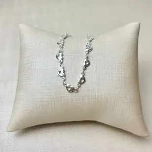 Pulseira Coração Vazado Liso Banhado a Prata