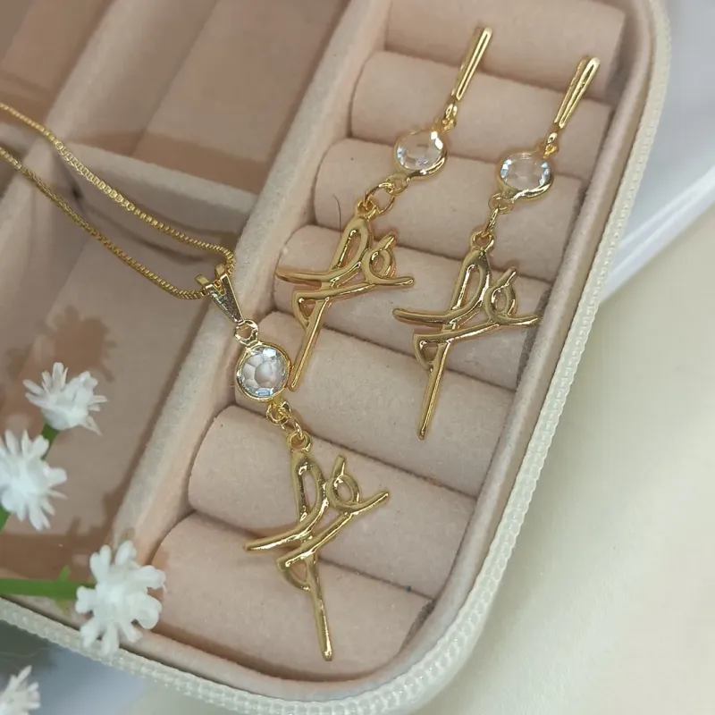 Conjunto Fé Banhado a Ouro com Ponto de Luz