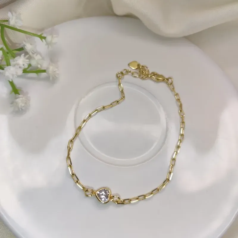 Pulseira Pedra De Coração Em Zircônia Branca