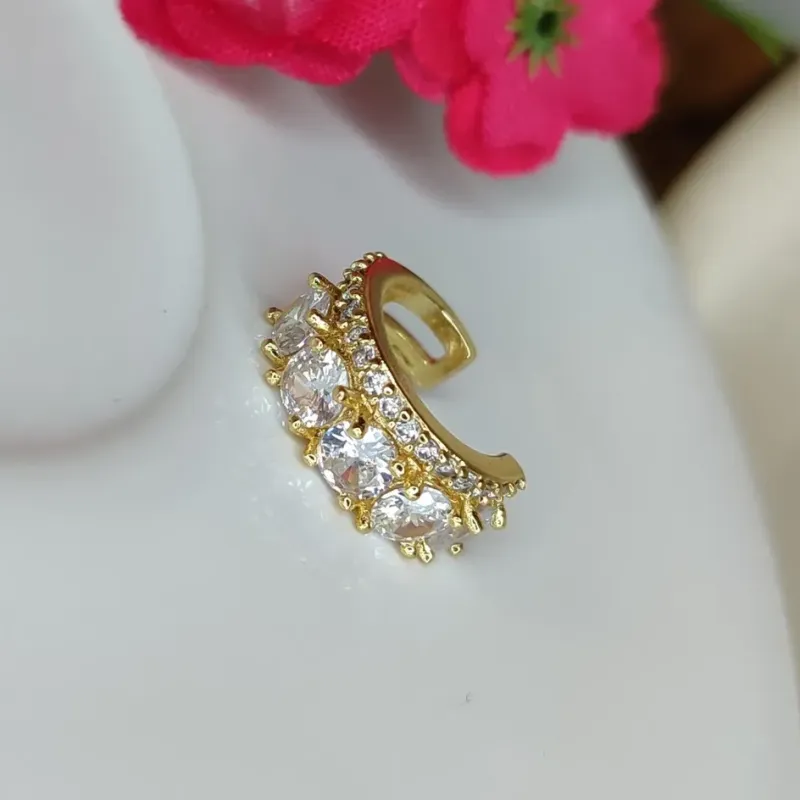 Piercing Fake Cristal Cravejado Banhado a Prata