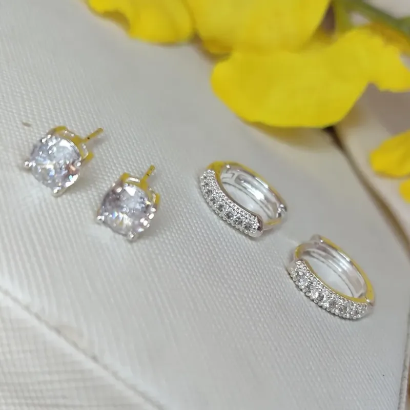 Dupla Argola Cravejada com Brinco de Zirconia