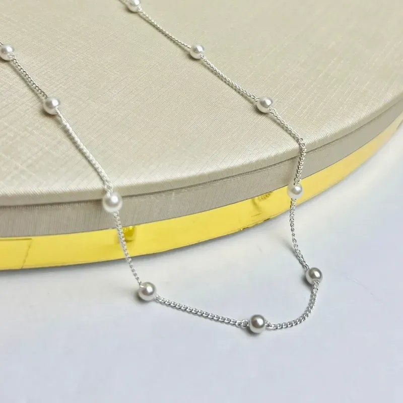 Choker Bolinha de Pérola Banhado a Prata