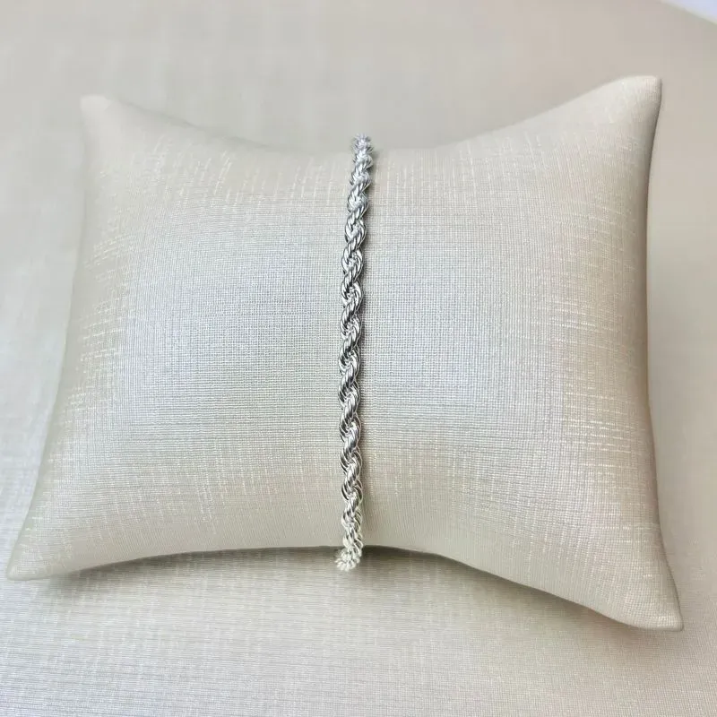 Pulseira Masculina Cordão Baiano Banhada a Prata
