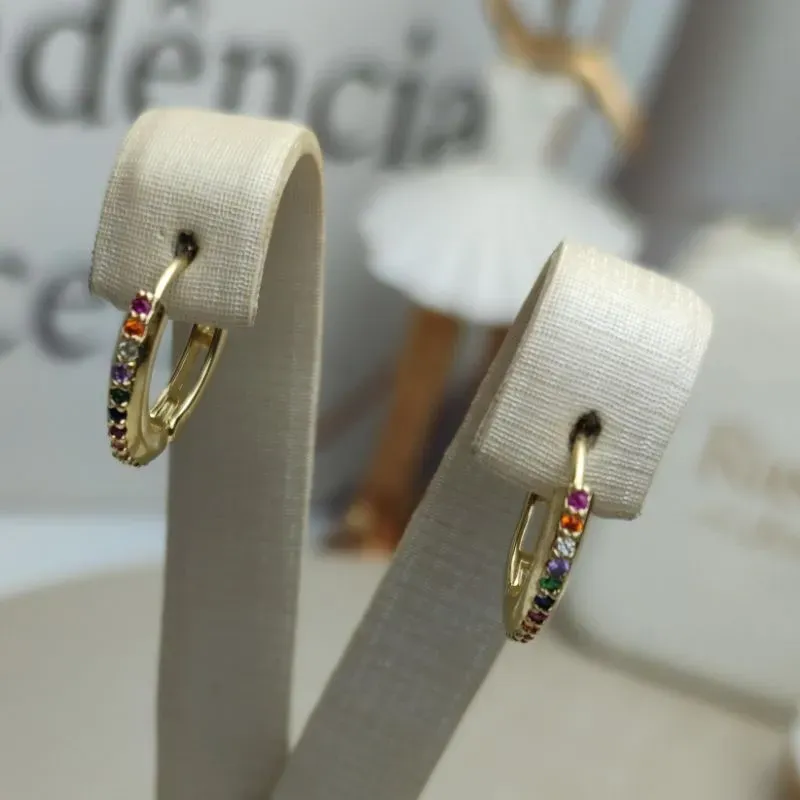 Argola Zirconia Color Banhada a Ouro