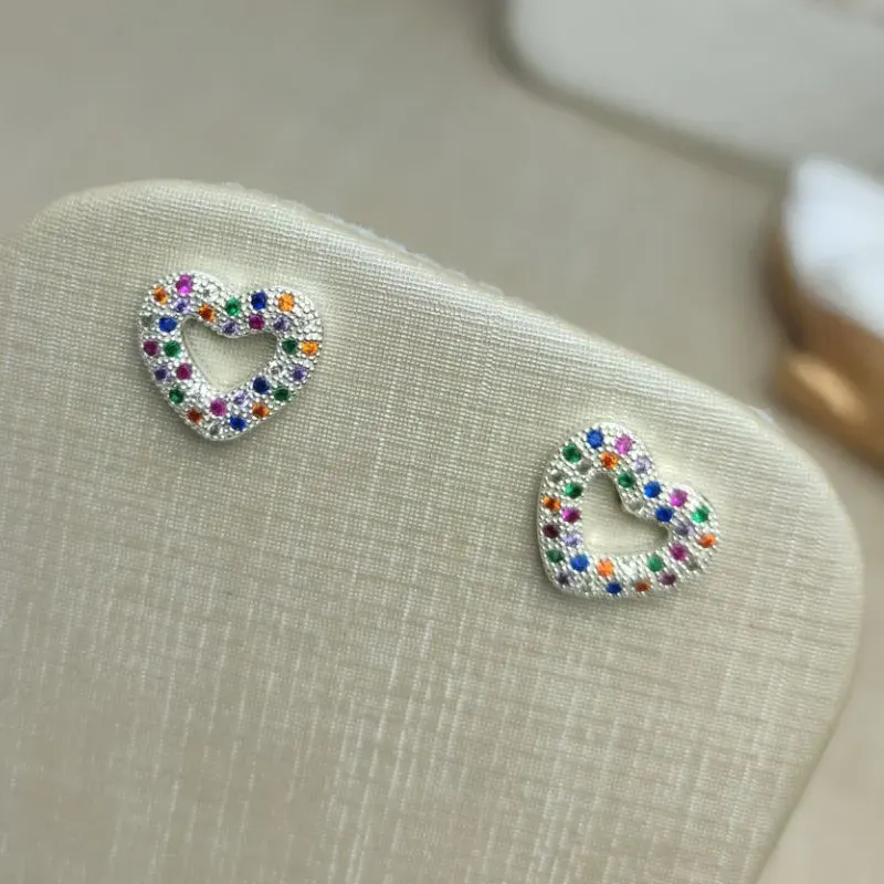 Brinco Coração Collor Banhado a Prata