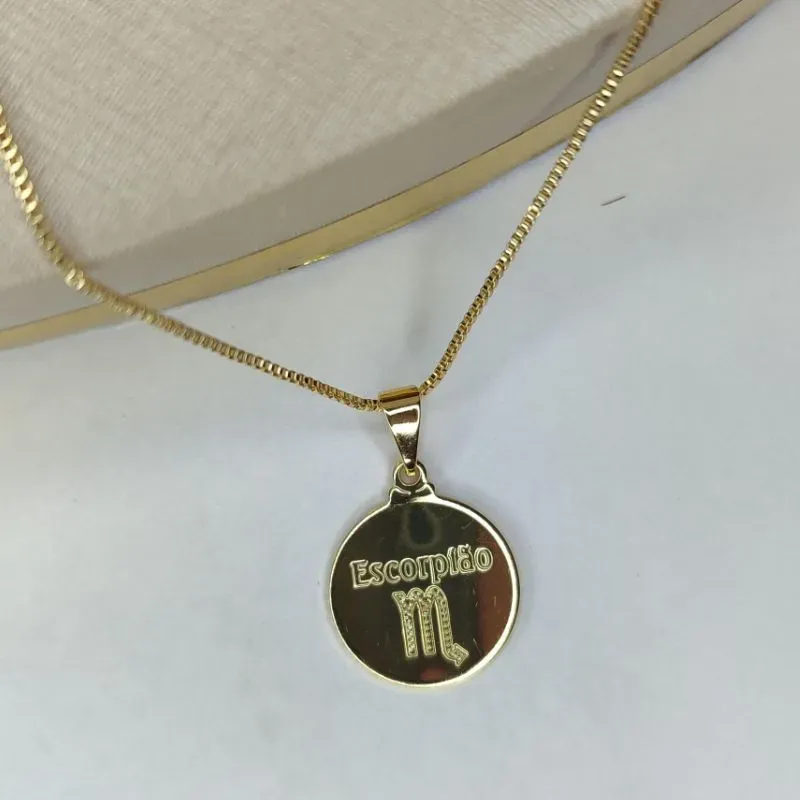 Colar Signo Escorpião Banhado a Ouro
