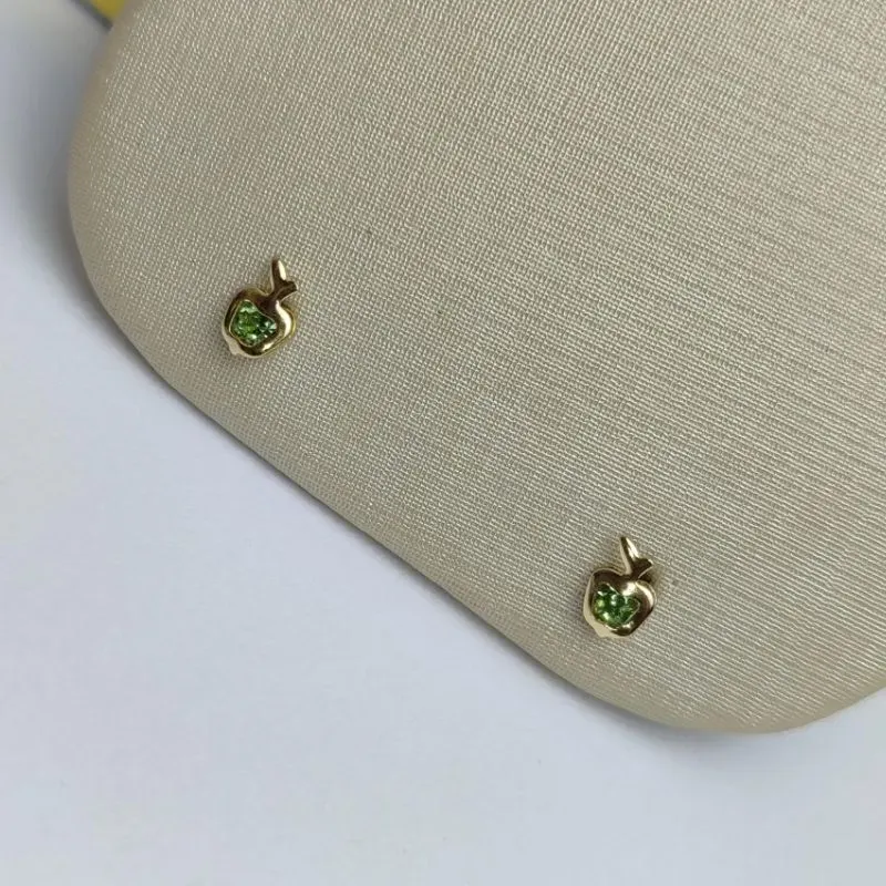 Brinco Jasmine Verde - Tarracha Baby Banhado a Ouro