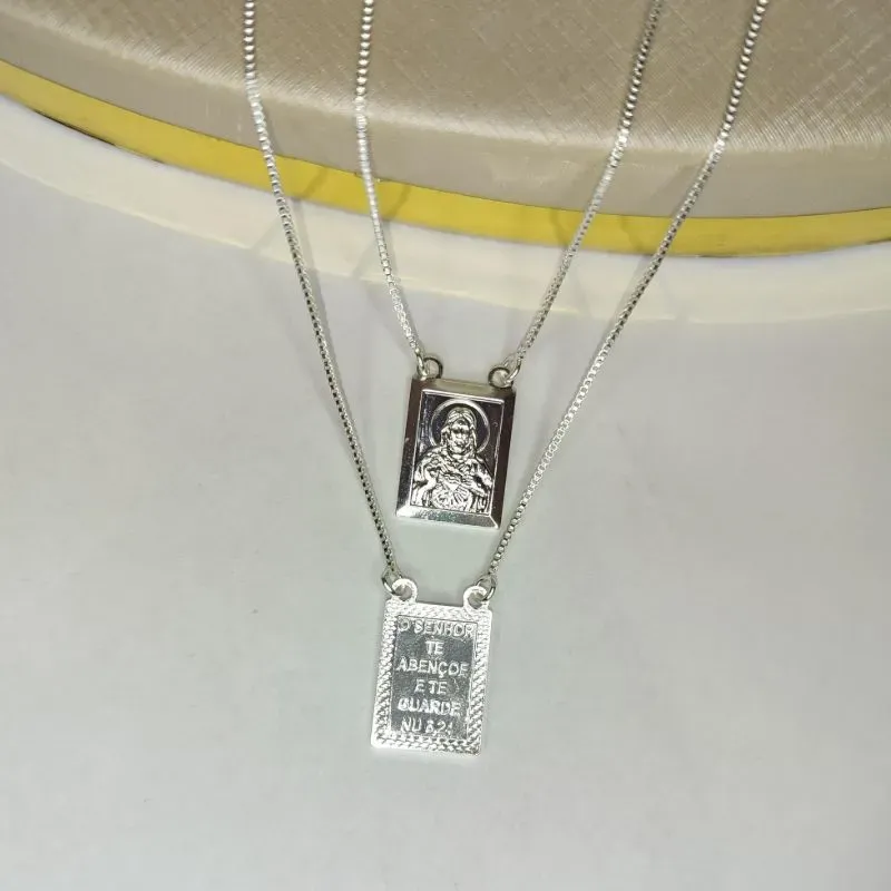 Escapulário Jesus Cristo Banhado a Prata