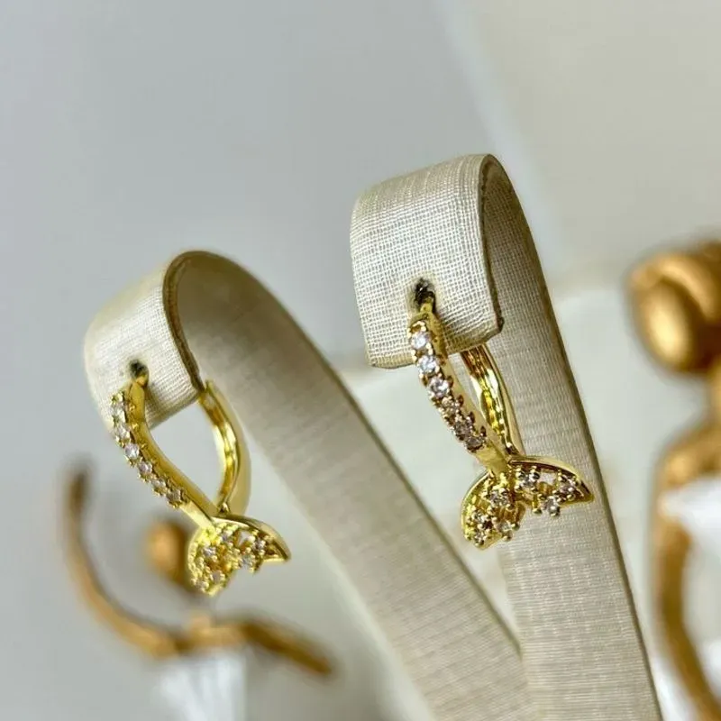 Argola Calda De Sereia Cravejado Banhado a Ouro