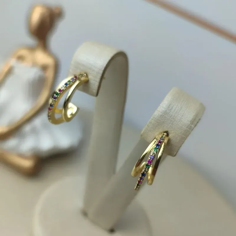 Brinco Elisângela Color Banhado a Ouro