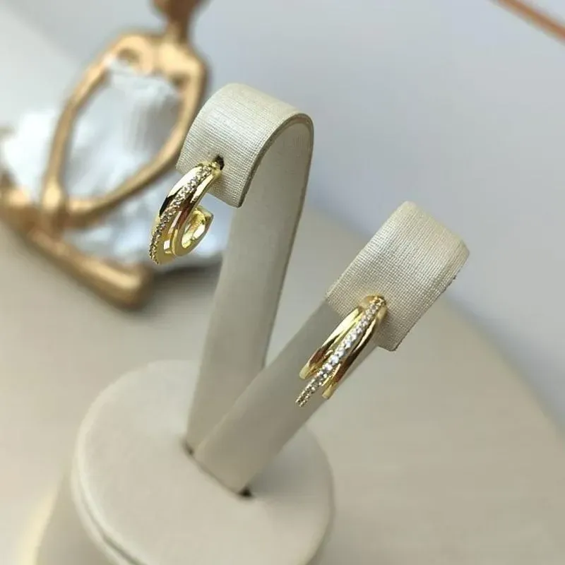 Brinco Elisângela Cristal Banhado a Ouro