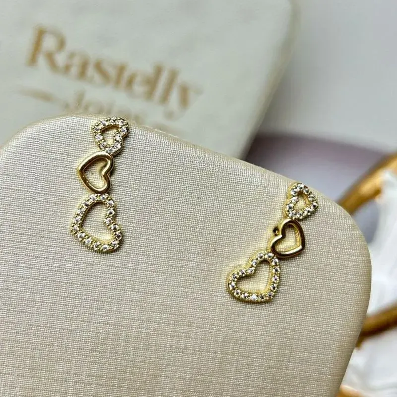 Brinco Ear Cuff Coração  Vazado Banhado a Ouro