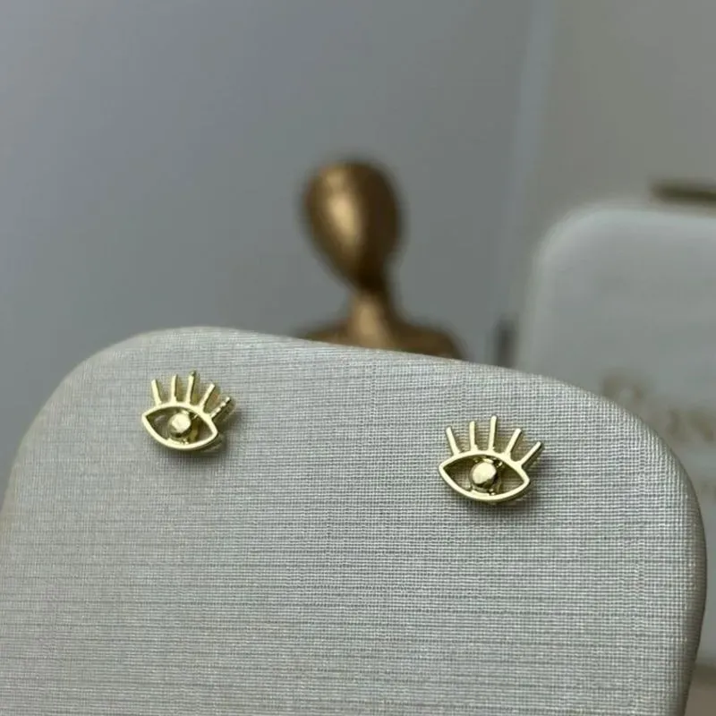 Brinco Olho Grego Vazado Banhado a Ouro
