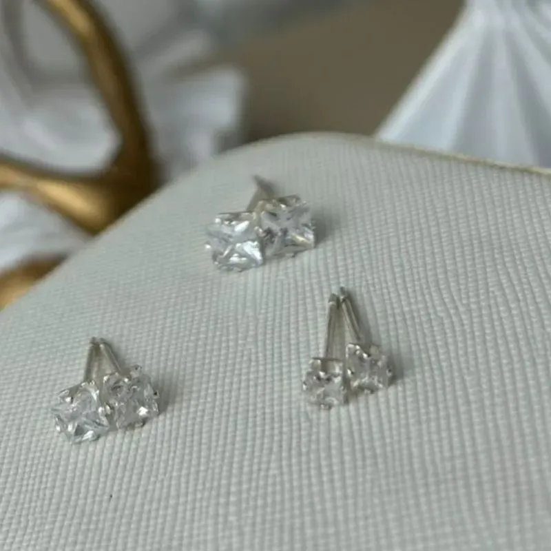 Brinco Trio Quadrado Banhado a Prata