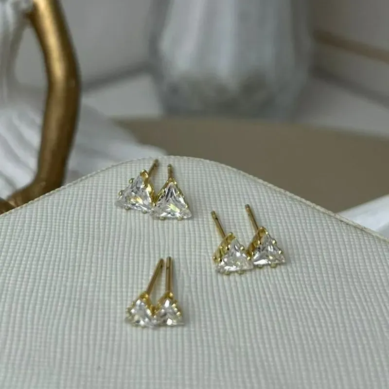 Brinco Trio Triangular Banhado a Ouro