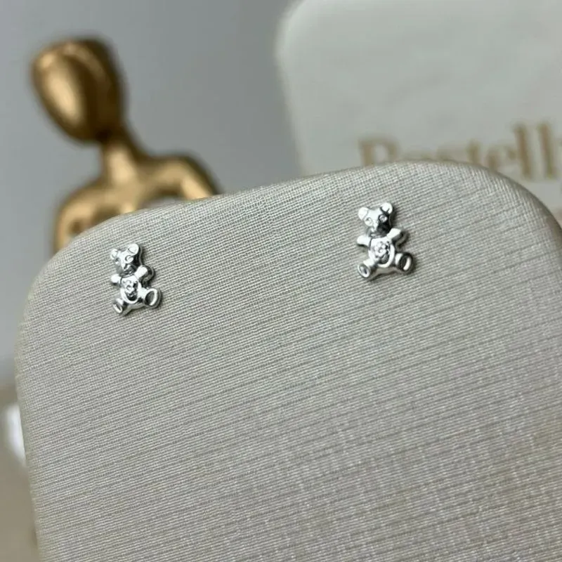 Brinco Urso Infantil Banhado a Prata