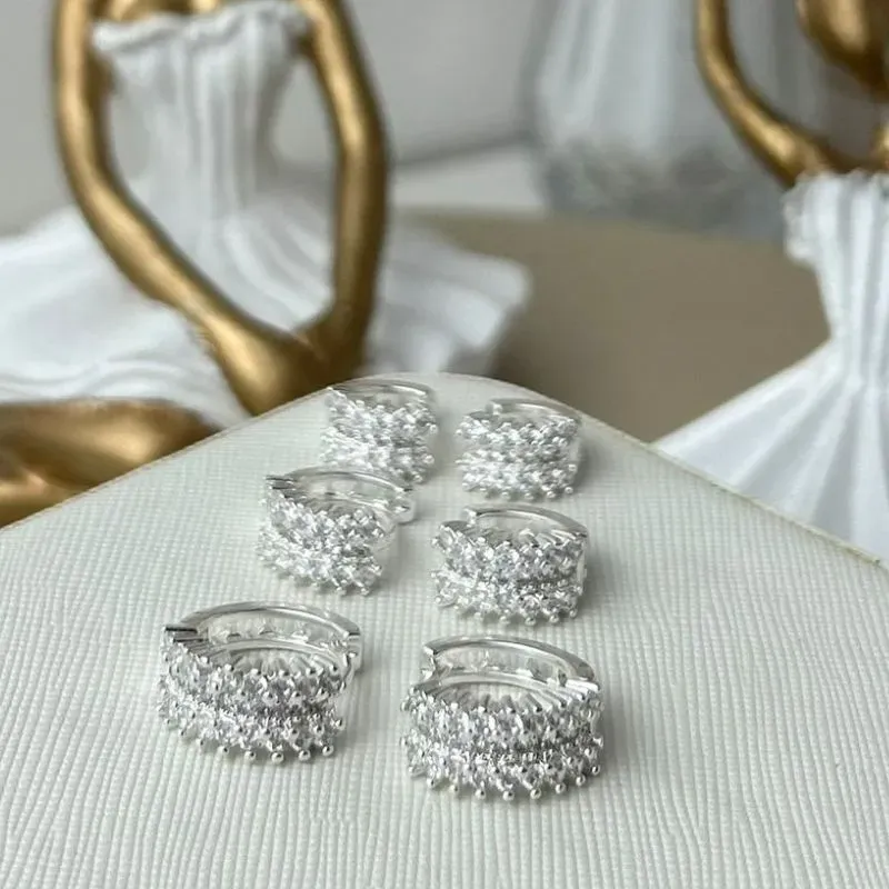 Trio Argola com Cravejamento Triplo Banhado a Prata