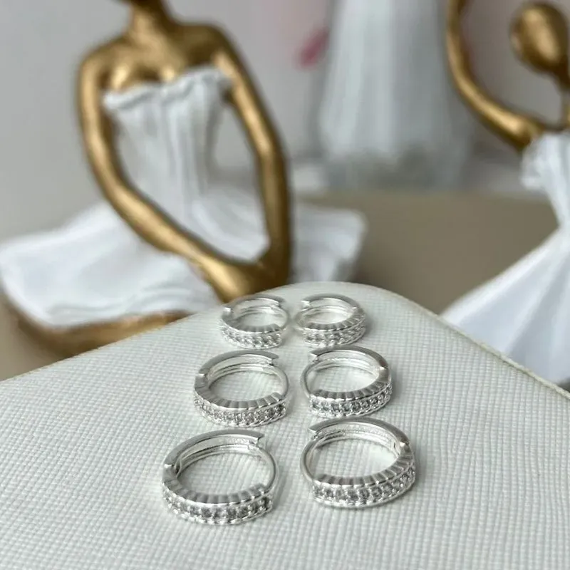 Trio Argola Cravejada Banhado a Prata