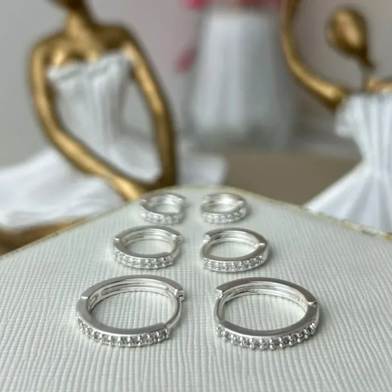 Trio Argola Cravejada Banhado a Prata