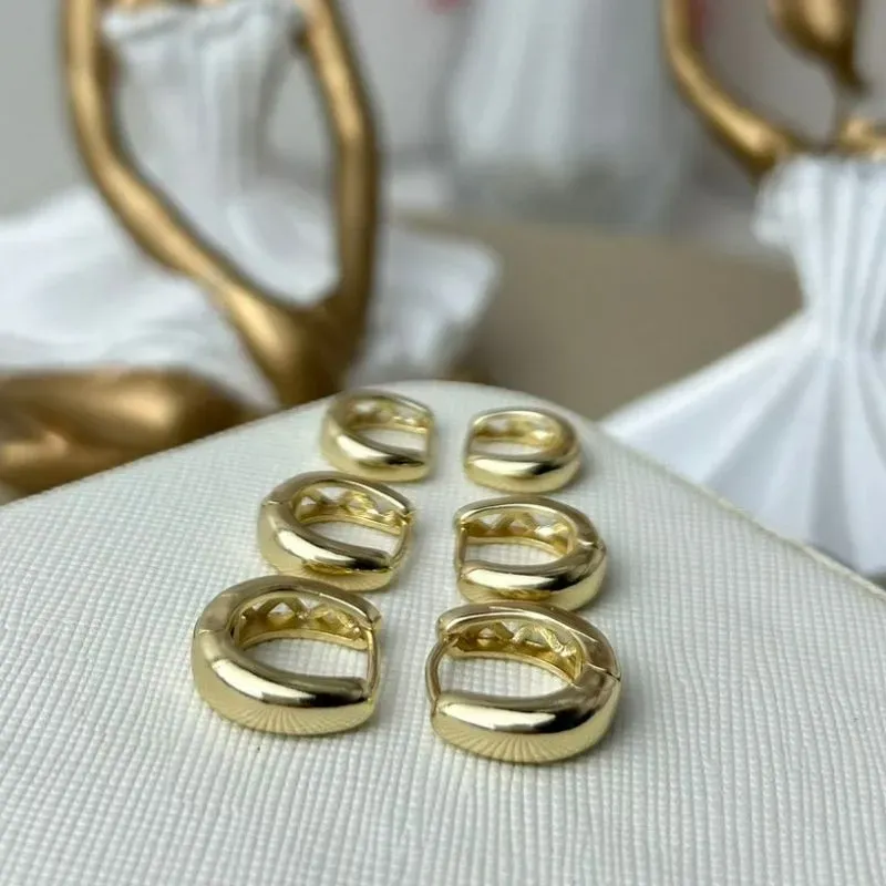 Trio Argola  Lisa Vazada Atrás Banhada a Oouro