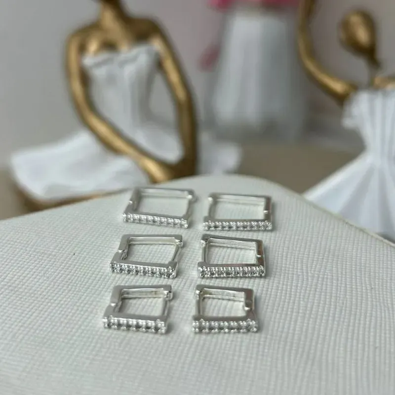 Trio Argola Quadrada com Zircônia