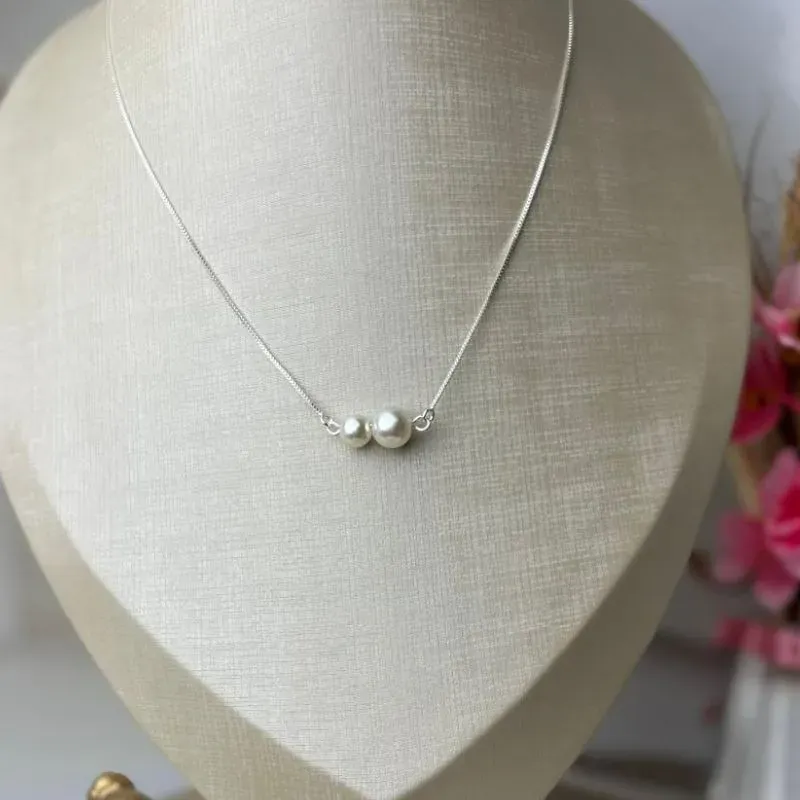 Colar Pérola Dupla Banhado a ouro