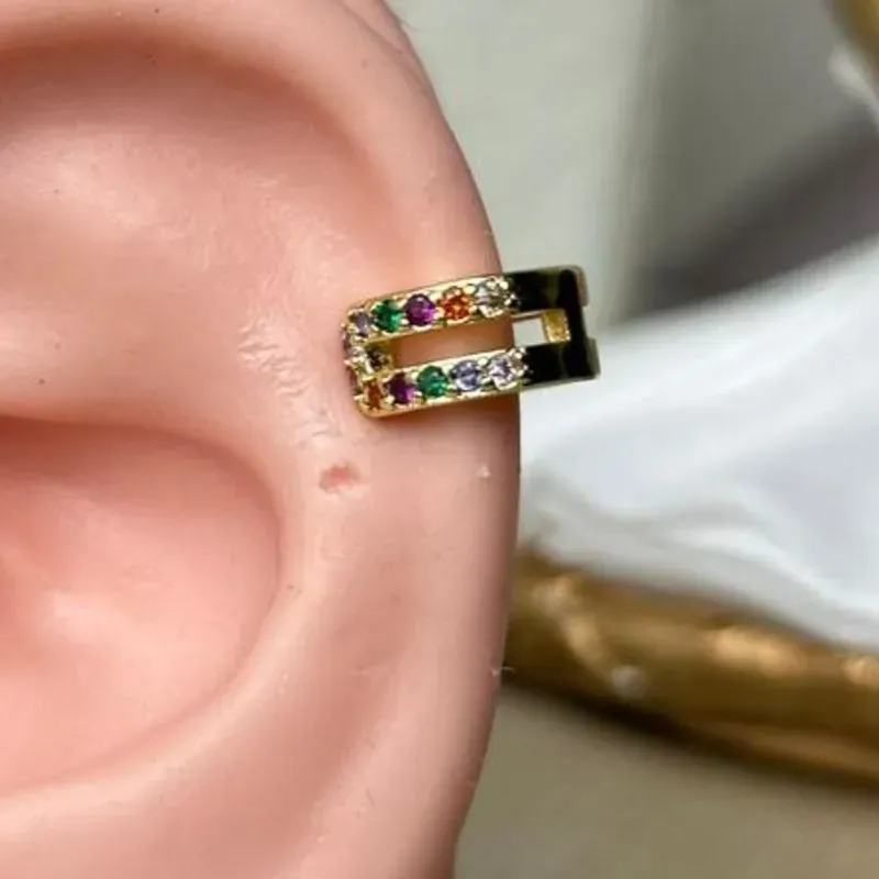 Piercing Fake Color Banhado a Ouro