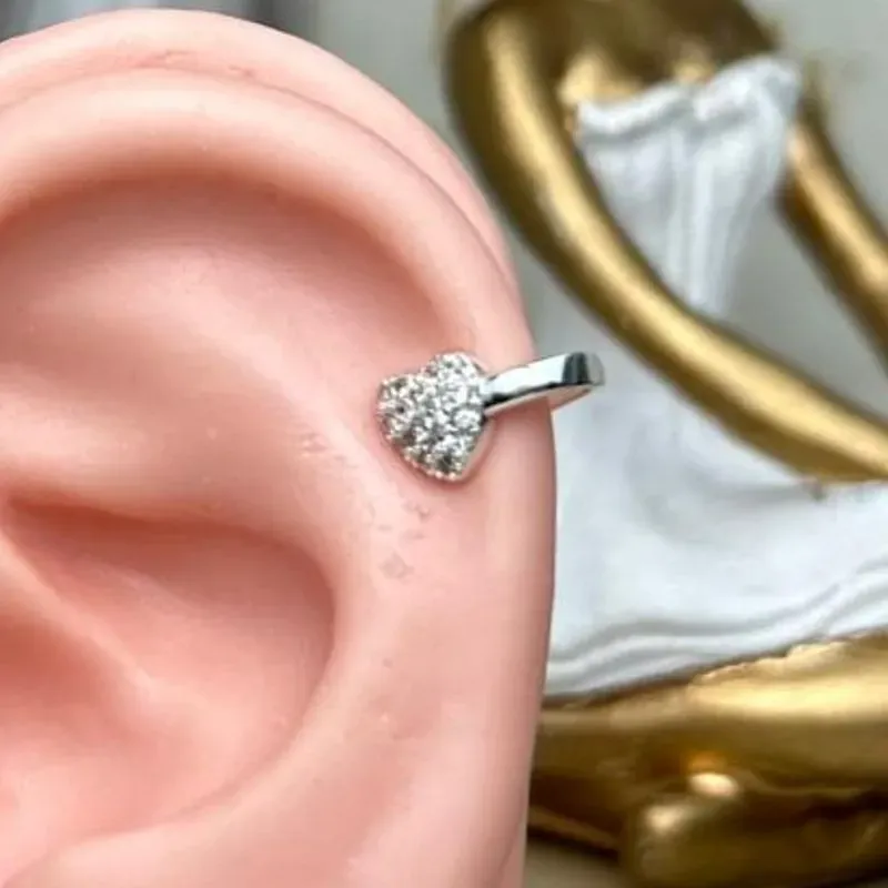 Piercing Fake Coração Cravejado Cristal