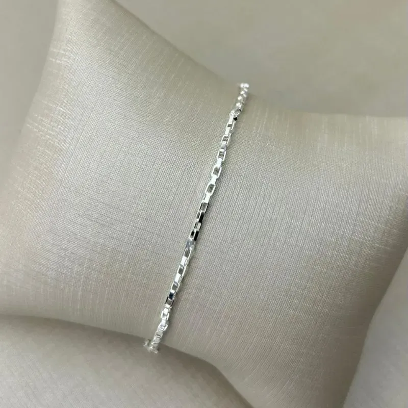 Pulseira  Masculina Tijolinho  Banhada a Prata