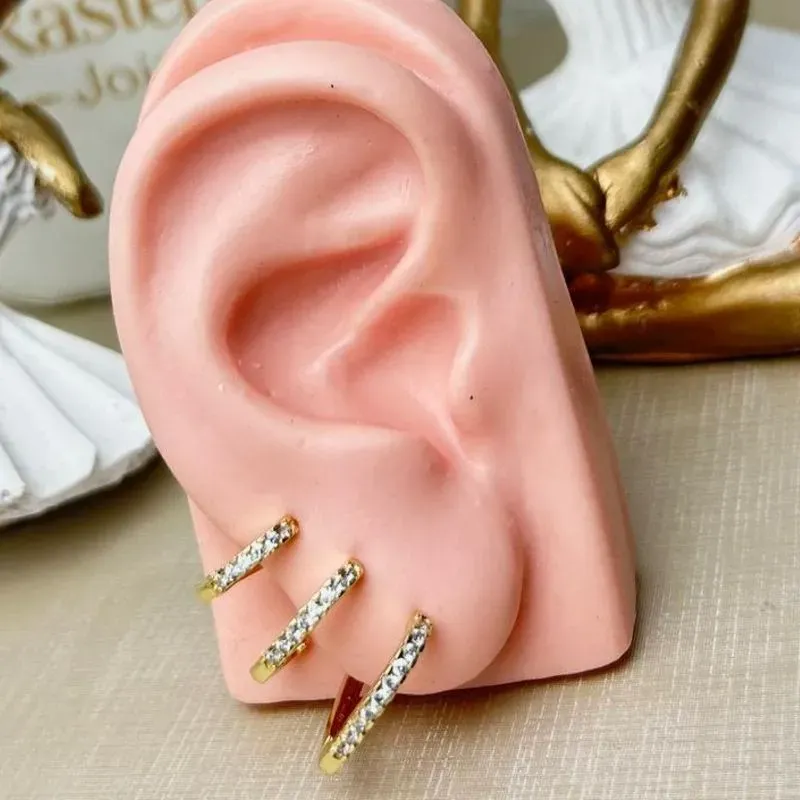 Argola Trio Coração Cravejado