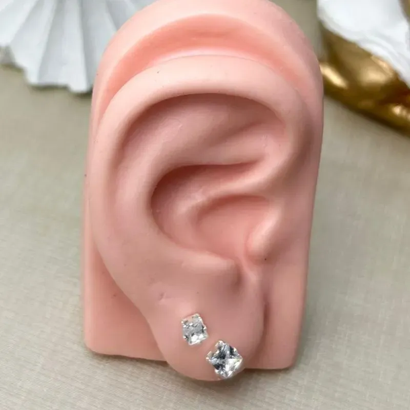 Dupla de Brincos Quadrado Banhado a Prata