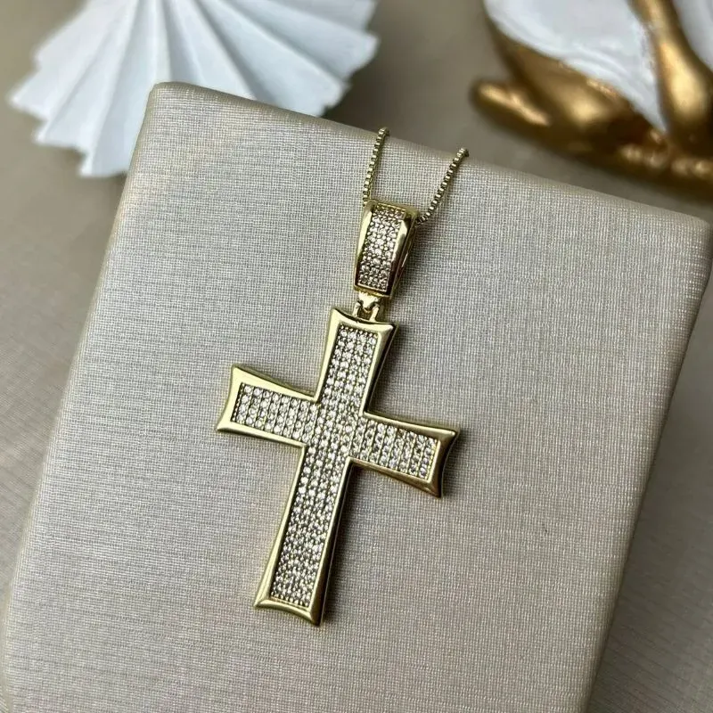 Pingente Cruz Grande Cravejado