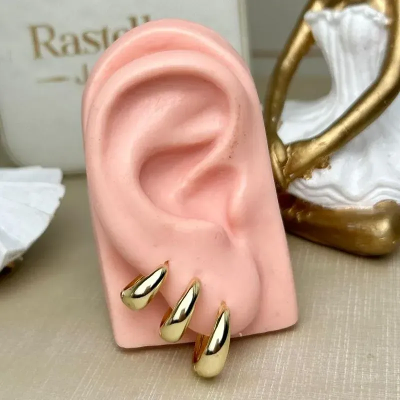 Trio Argola Lisa Banhada a Ouro G