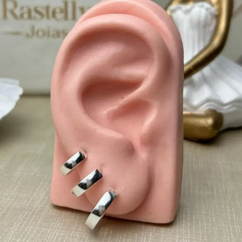 Trio Argola Lisa Banhado a Prata