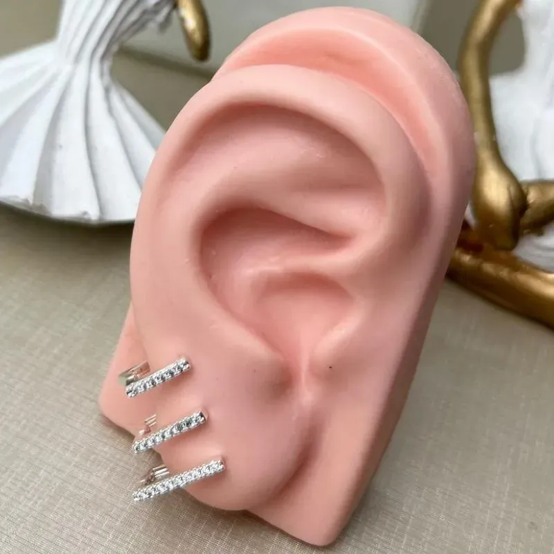 Trio Argola Quadrada com Zircônia