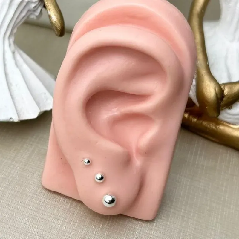 Trio de Brincos Bolinha Banhado a Prata