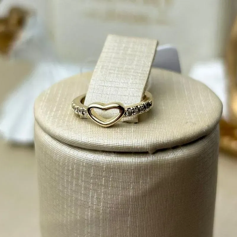 Anel Falange Coração Vazado Cravejado Banhado a Ouro