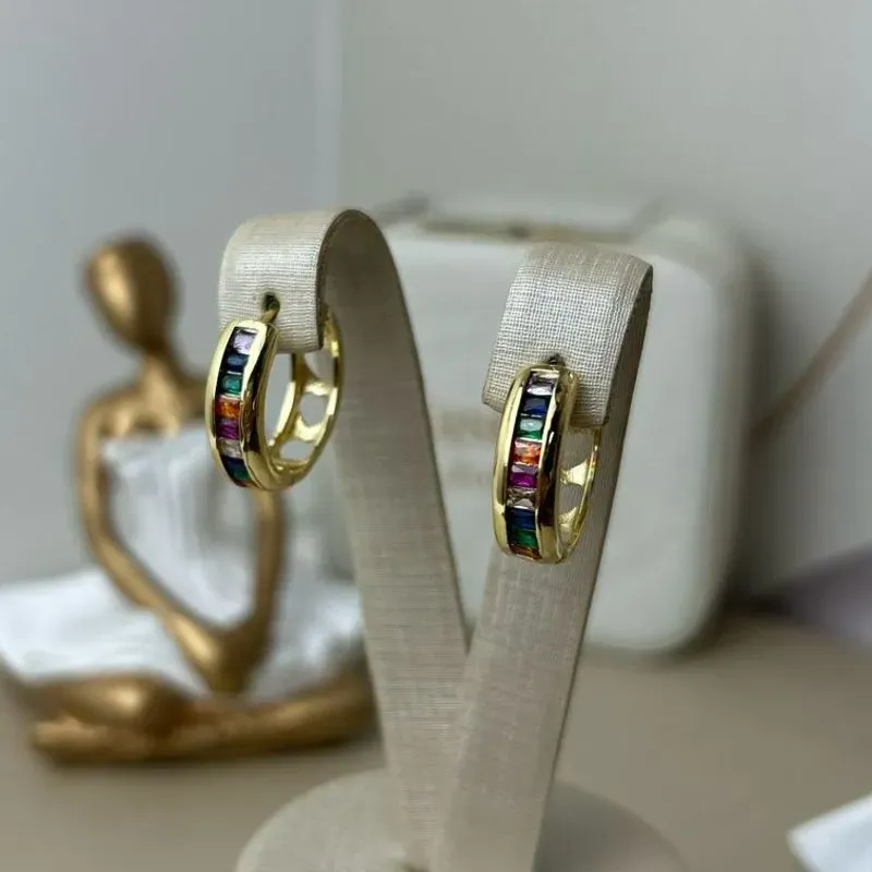 Argola Meire Pedrinhas Color Banhada a Ouro