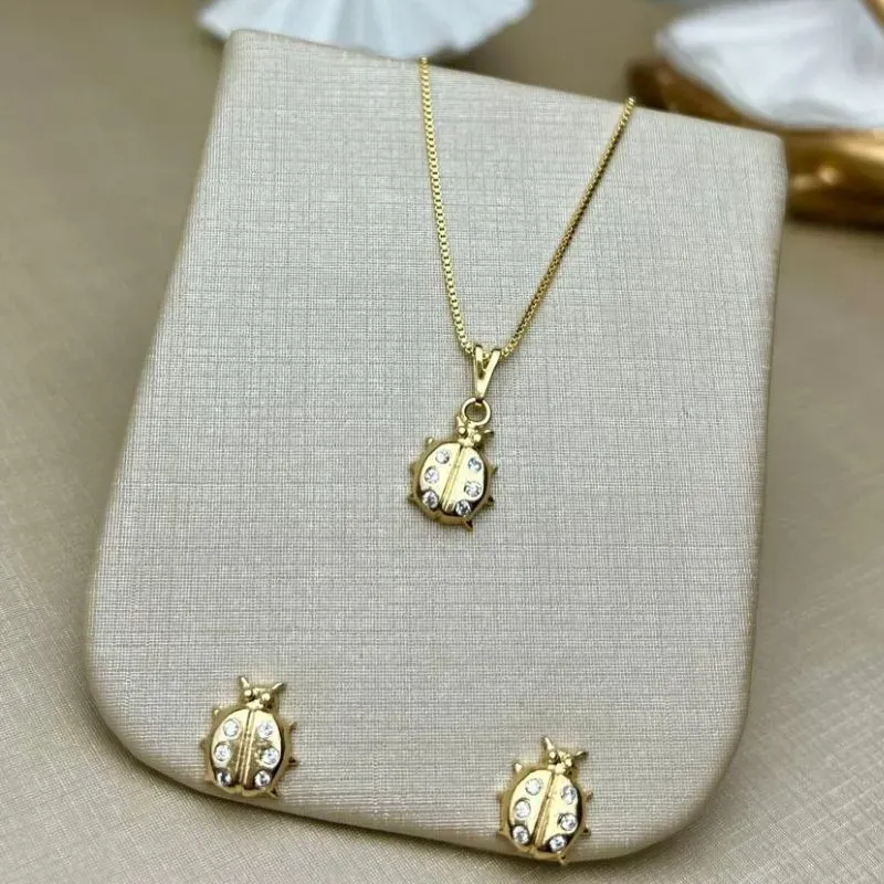 Conjunto Joaninha Banhado a Ouro