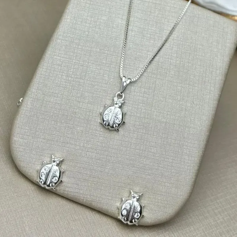 Conjunto Joaninha Banhado a Prata