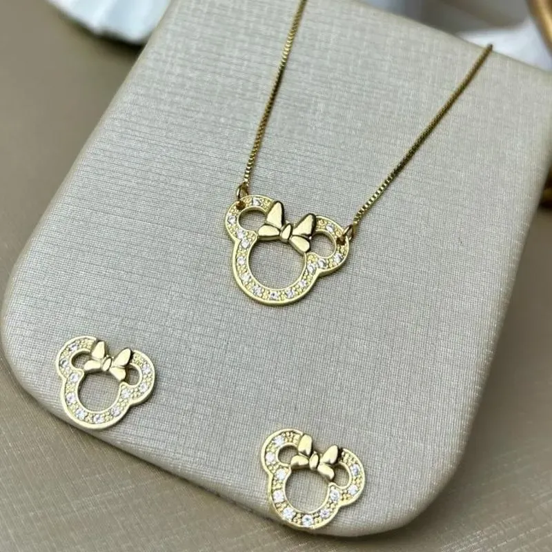 Conjunto Minie Cravejado Banhado a Ouro