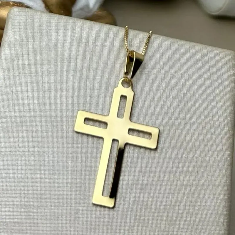 Pingente Cruz  Vazado Banhado a Ouro