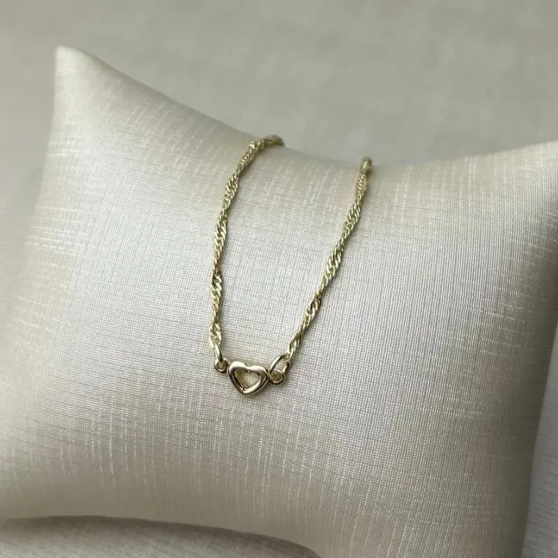 Tornozeleira Coração Banhada a Ouro