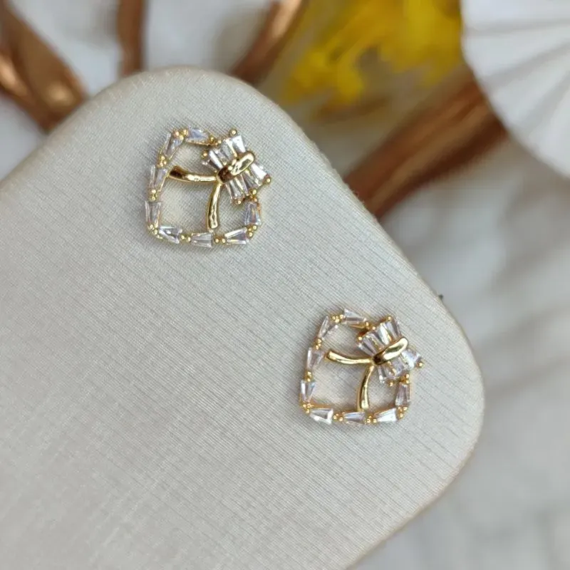 Brinco Coração De Zircónia Banhado a Ouro