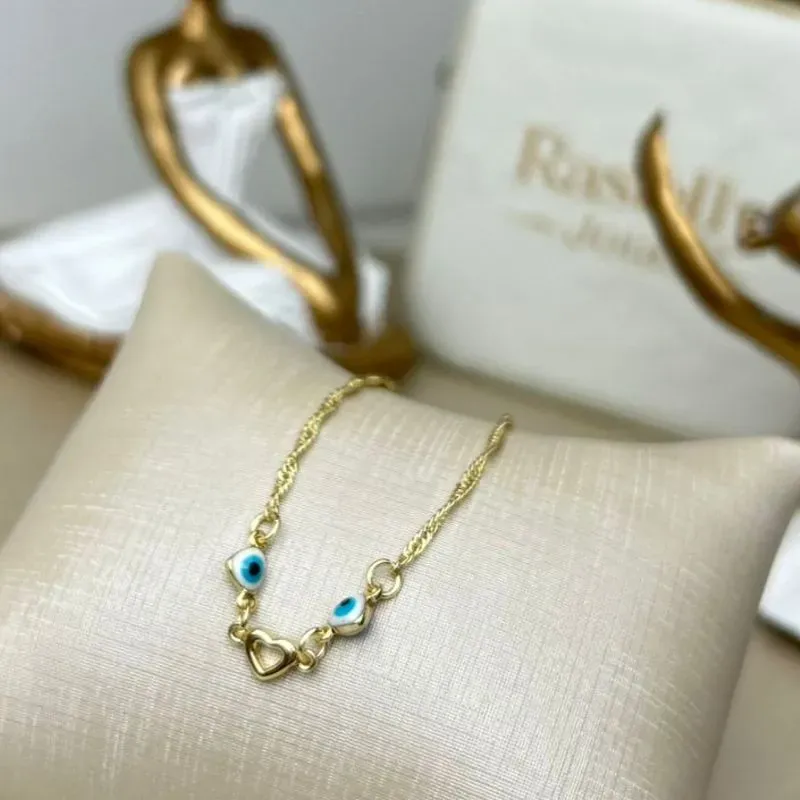 Tornozeleira  Olho Grego Com Coração